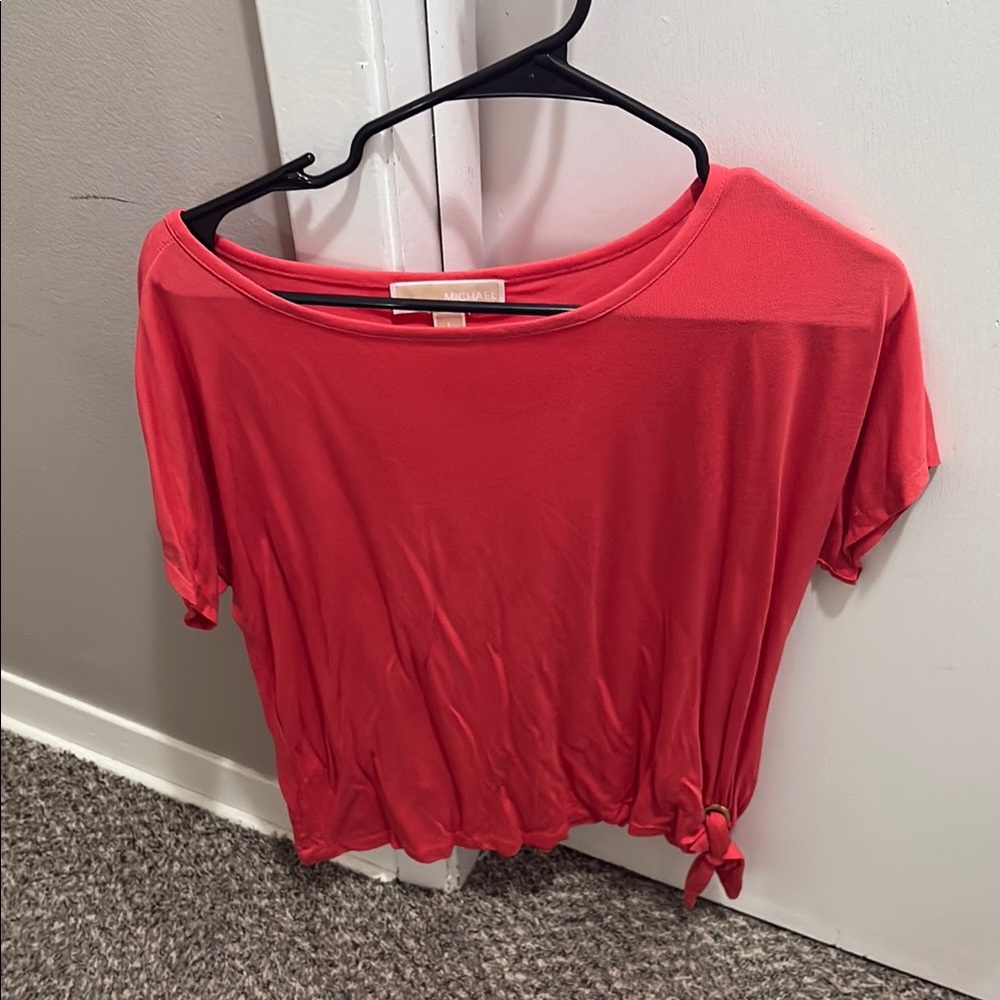 MICHAEL Michael Kors Red Short Sleeve Top with Knot